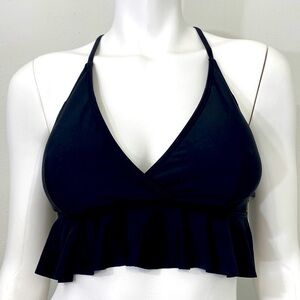 Tempt Me Woman’s Black Padded Bikini Ruffled Bottom Top SZ M